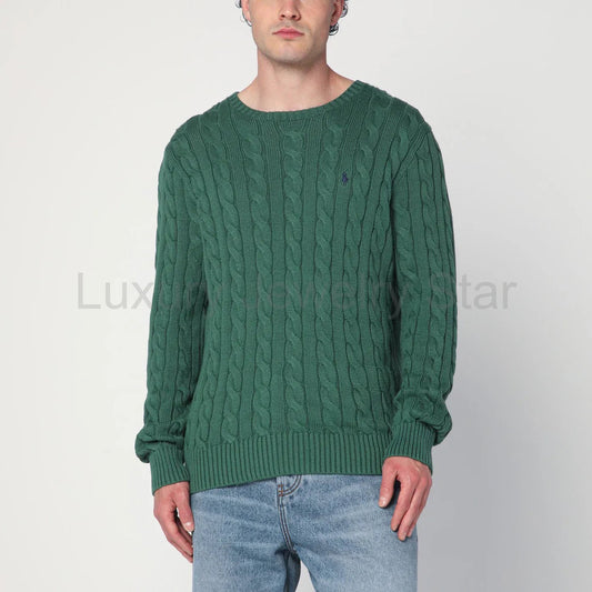 Polo Ralph Lauren - Green cotton cable-knit jumper - image 2