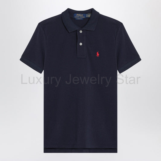 Polo Ralph Lauren - Navy blue cotton polo shirt with embroidered logo