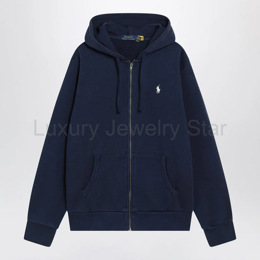 Polo Ralph Lauren - Navy blue cotton zip-up sweatshirt - image 2