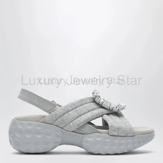 ROGER VIVIER - Viv' Run slingback sandals grey with crystals