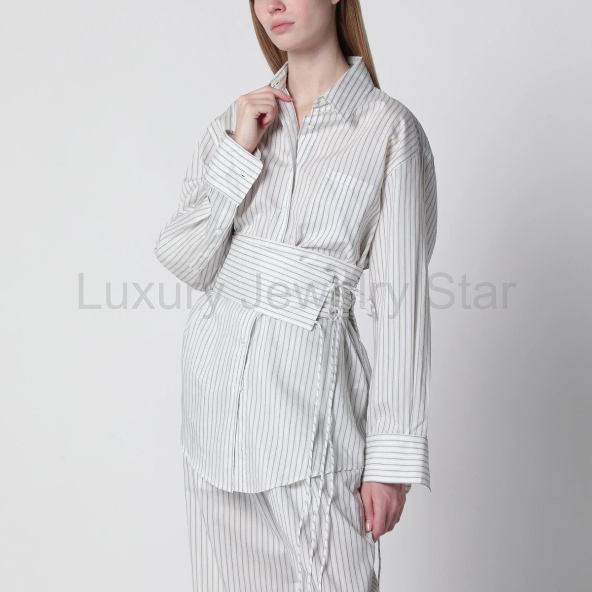 Róhe - Silk striped shirt with belt - image 10