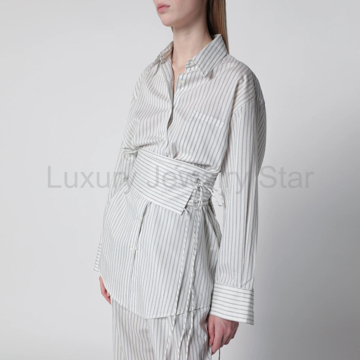 Róhe - Silk striped shirt with belt - image 2