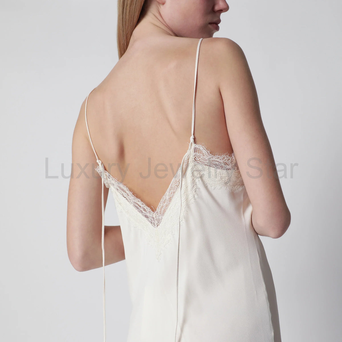 Róhe - White silk and lace slip dress - image 11