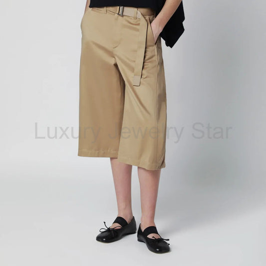 Sacai - Beige cotton chino bermuda shorts