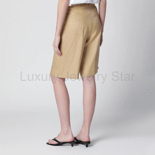 Tagliatore - Effie tailored bermuda shorts in beige linen - image 2