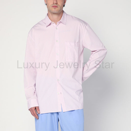 Tekla - Pink striped pyjama shirt