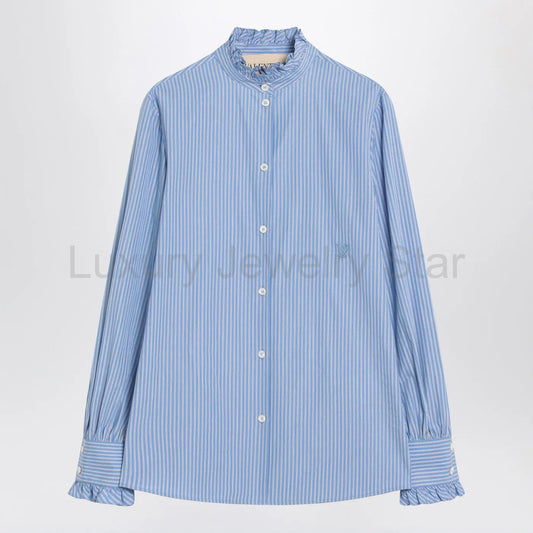 Valentino - Light blue striped shirt in cotton - image 2