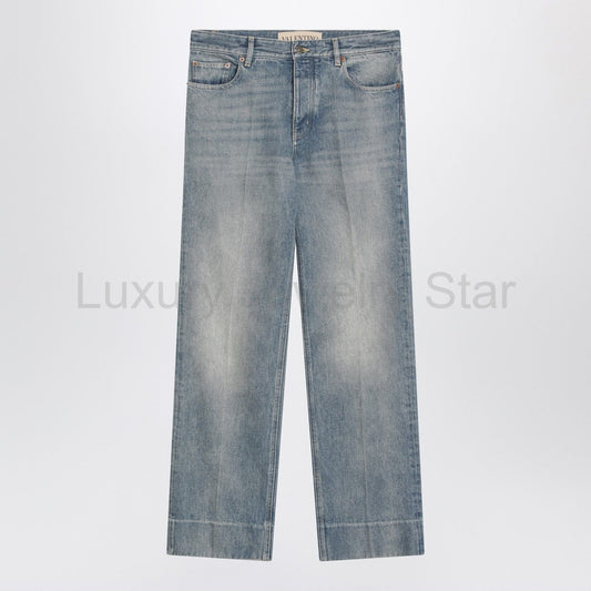 Valentino - Medium blue washed-effect jeans