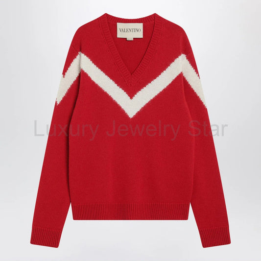 Valentino - Red sweater with Vlogo on bow - image 2