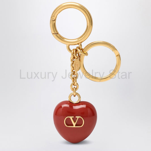 Valentino Garavani - Bag charm keyring Coeur Royal in red
