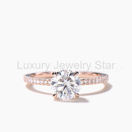 Round Cut IGI Certificate Lab Grown Diamond Ring Diamond Half Eternity Bridal Set - image 2