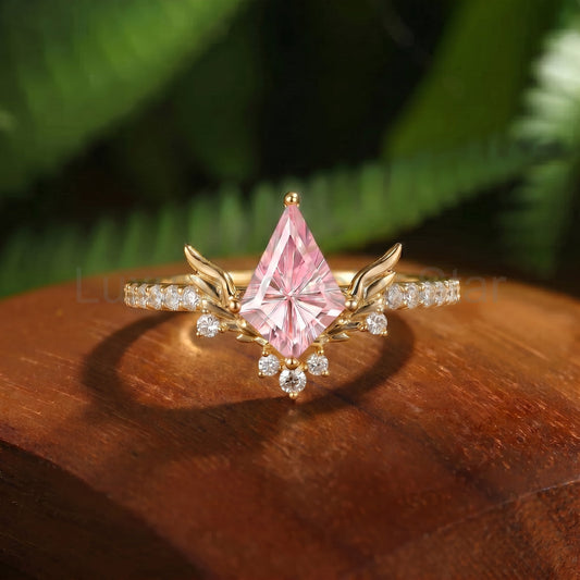 Fairy Wing Firework Kite Cut Pink Sapphire Engagement Ring - Seraphina