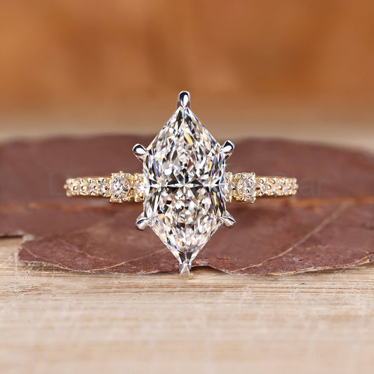 Dutch Marquise Engagement Ring in Hidden Halo Setting