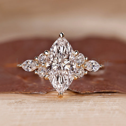 Marquise Cut Diamond Engagement Ring in Muse Setting