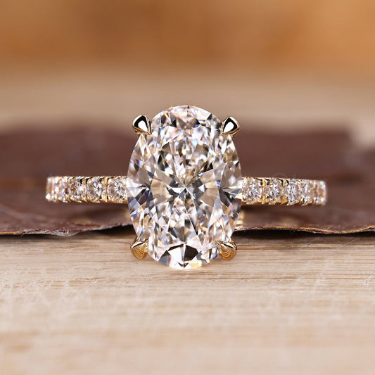 Oval Cut Diamond Ring in Hidden Halo Style