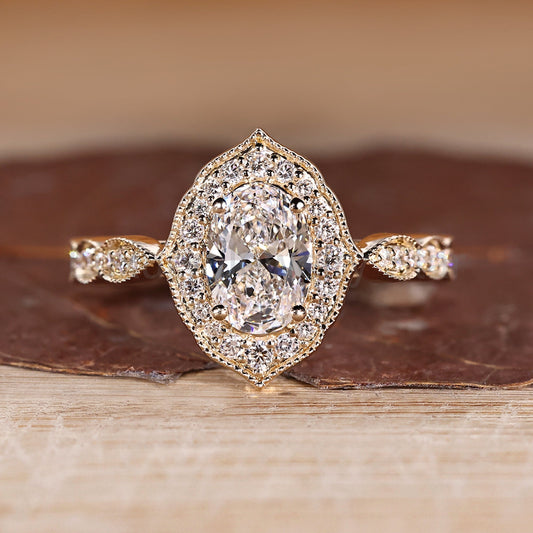 Oval Cut Engagement Ring in Halo Setting