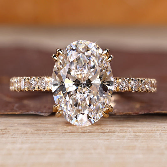 Oval Cut Engagement Ring in Hidden Halo Style
