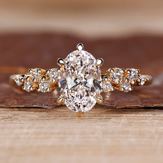 Oval Diamond Ring with Round Diamond Muse Setting