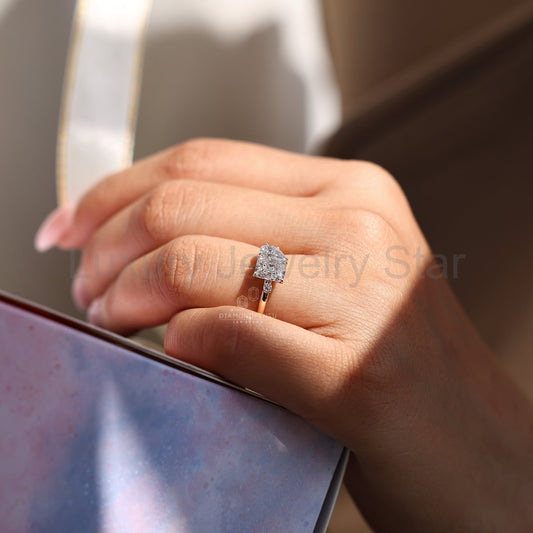 Pear and Radiant Diamond Two Stone Ring - image 2