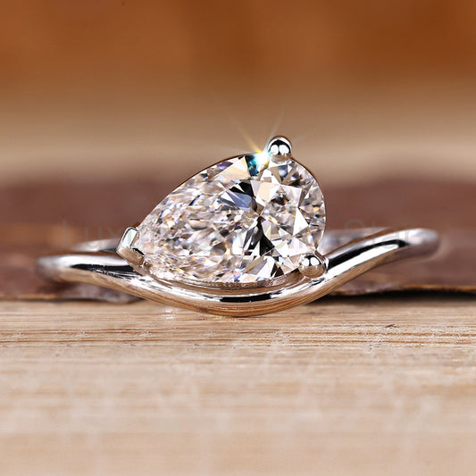 Pear Cut Diamond Ring in East To West Style