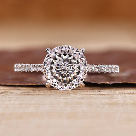 Portuguese Cut Ring with Round Cut Pave Band