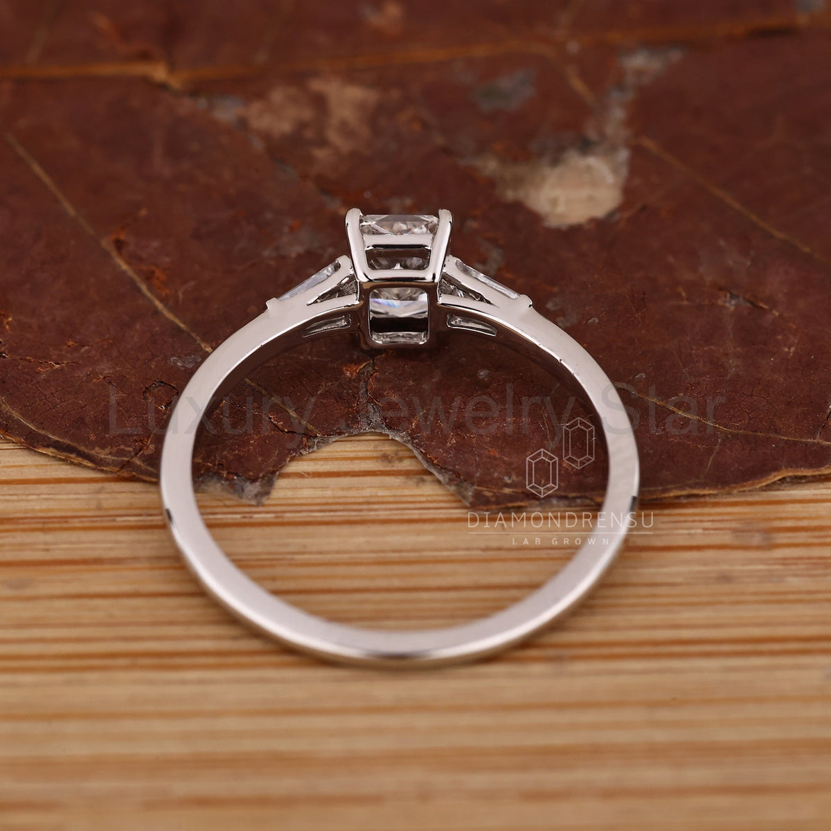 Radiant Cut and Tapered Baguette Cut Three Diamond Ring - image 7