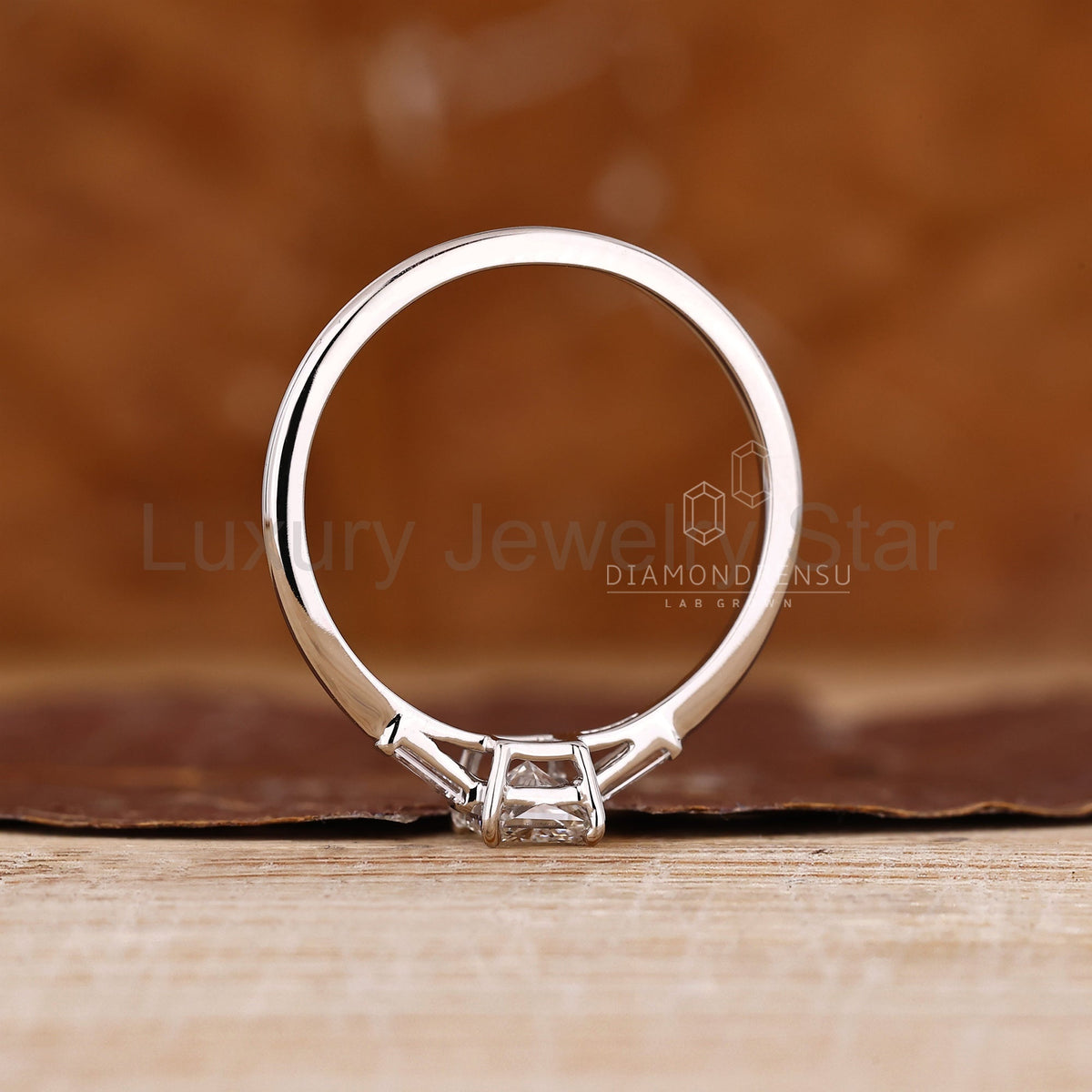 Radiant Cut and Tapered Baguette Cut Three Diamond Ring - image 9