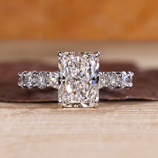 Radiant Diamond Ring in Hidden Halo Design