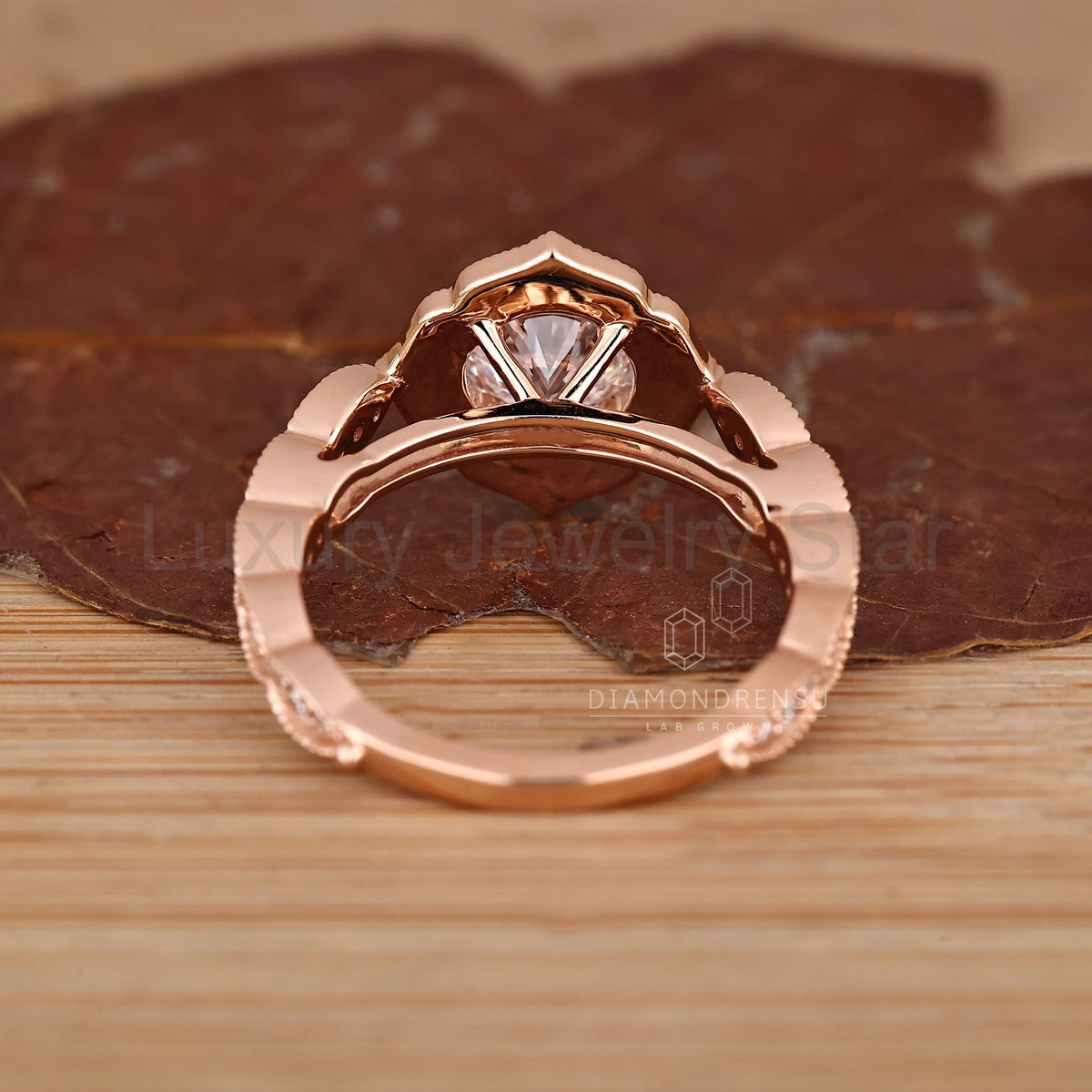 Round Cut Diamond Ring with Milgrain Details - image 7