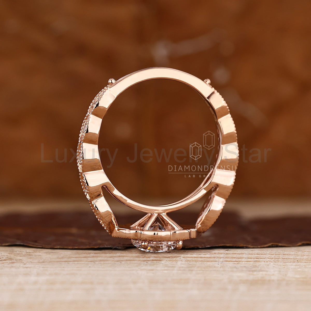 Round Cut Diamond Ring with Milgrain Details - image 9