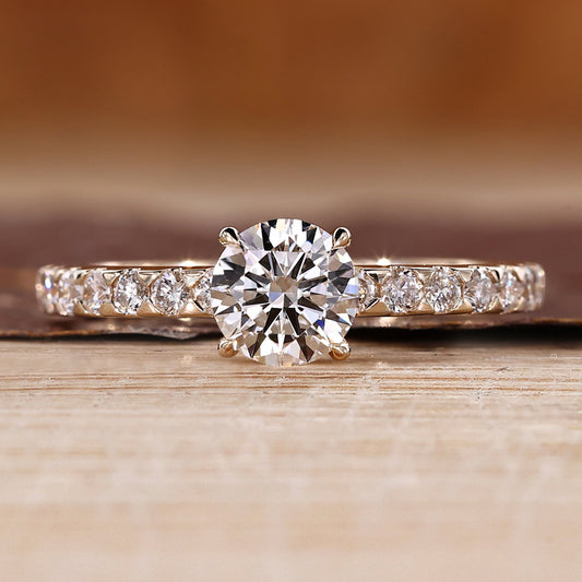Round Cut Engagement Ring in Pave Setting