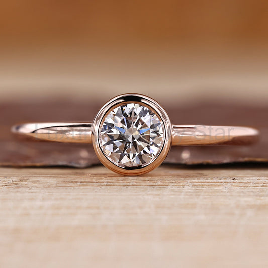 Round Diamond Bezel Set Engagement Ring