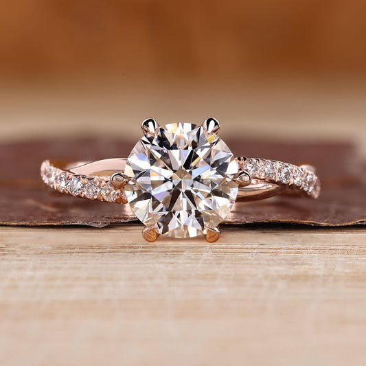 Round Diamond Engagement Ring in Pave Setting