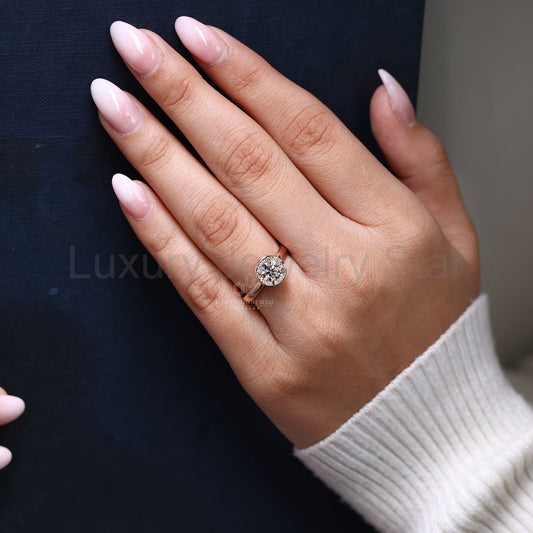 Round Diamond Ring in Bezel Style - image 2