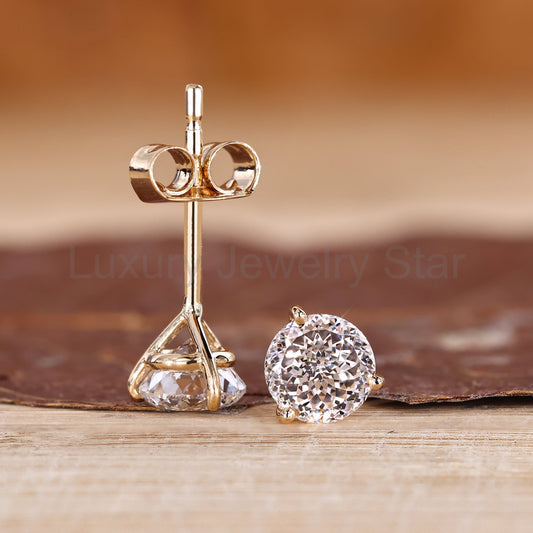 Stud Portuguese Diamond Earrings in Martini Setting