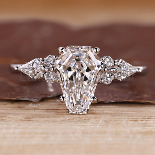 Tapered Shank Coffin Cut Engagement Ring with Muse Setting
