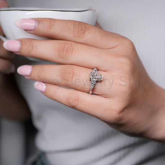Tapered Shank Coffin Cut Engagement Ring with Muse Setting - image 2