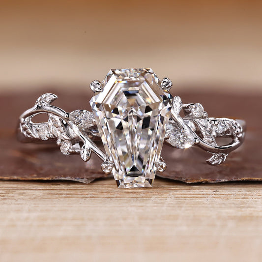 Twisted Shank Nature Inspired Engagement Ring with Coffin Center Stone