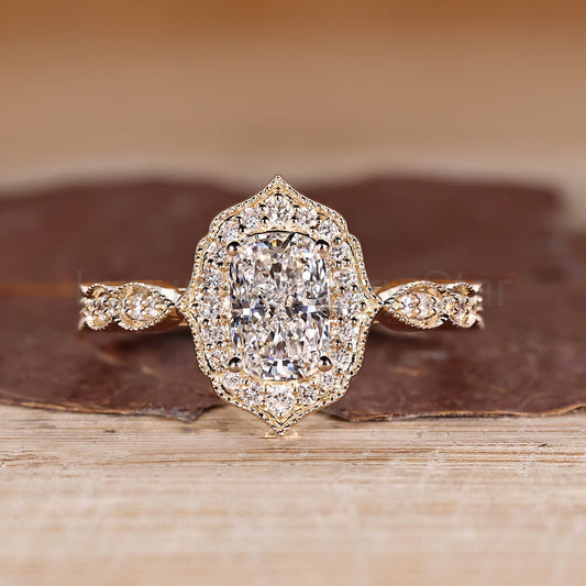 Vintage Style Elongated Cushion Cut Ring