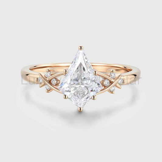 1.0CT~5.0CT Kite cut Cluster Lab Grown Diamond Engagement Ring