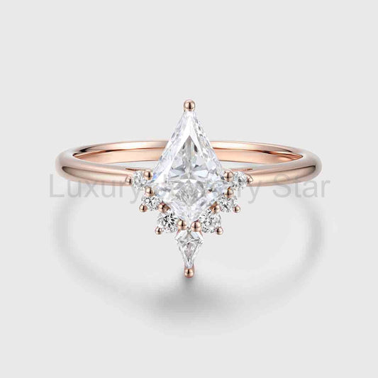 1.0CT~5.0CT Kite cut Lab Grown Diamond Halo Engagement Ring