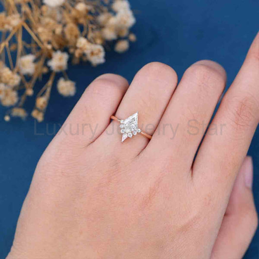 1.0CT~5.0CT Kite cut Lab Grown Diamond Halo Engagement Ring - image 2