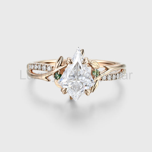 1.0CT~5.0CT Kite cut Lab Grown Diamond Pave Engagement Ring