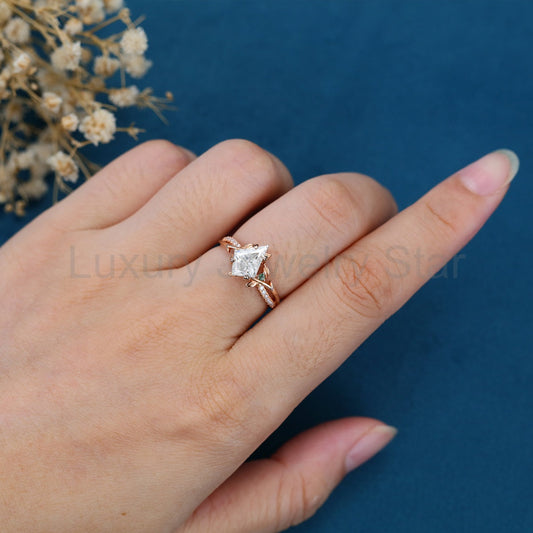1.0CT~5.0CT Kite cut Lab Grown Diamond Pave Engagement Ring - image 2