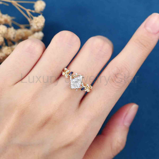 1.0CT~5.0CT Kite cut Nature Inspired Lab Grown Diamond Engagement Ring - image 2