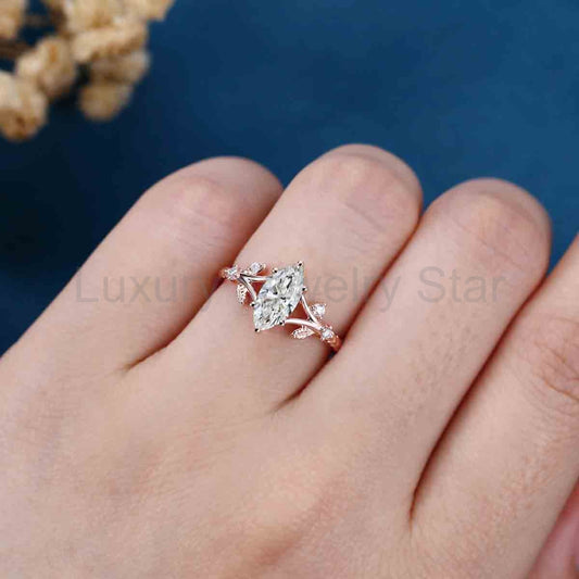 1.0CT~5.0CT Marquise cut Lab Grown Diamond Engagement Ring - image 2
