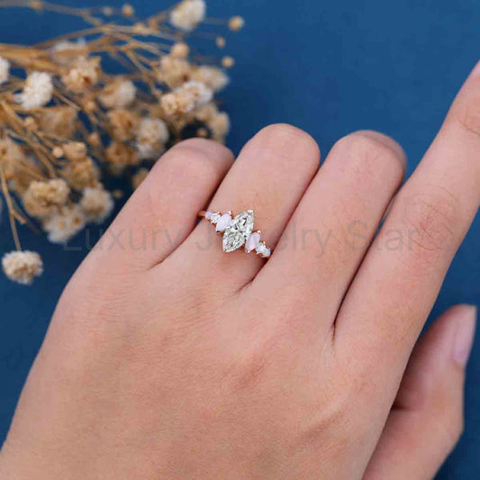 1.0CT~5.0CT Marquise cut Lab Grown Diamond Engagement Ring - image 2