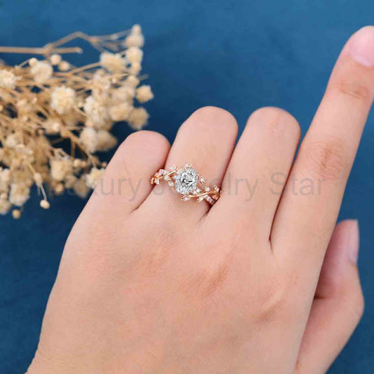 1.0CT~5.0CT Oval cut Lab Grown Diamond Nature Inspired Engagement Ring - image 2