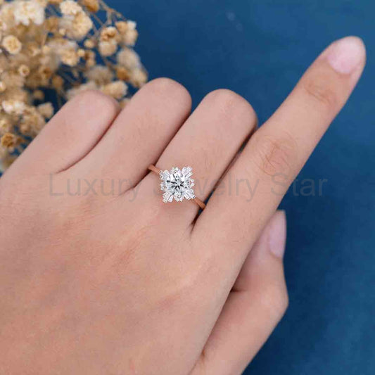 1.0CT~5.0CT Round cut Lab Grown Diamond Halo Engagement Ring - image 2