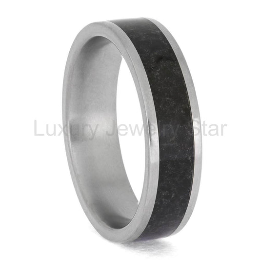 Basalt Wedding Band with Lava Stone Inlay - image 2
